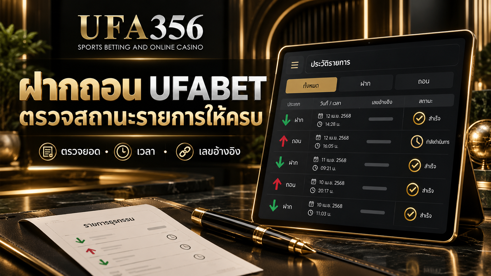 ฝากถอน UFABET และตรวจสถานะรายการให้ครบ